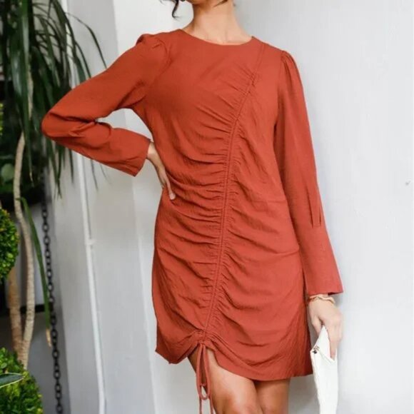 NWT SugarLips Fire Island Long Sleeve Ruched Dress Size Medium - Picture 2 of 11